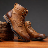 Aldric | Herren Schnürboots mit Zehenkappe – Hellbraun