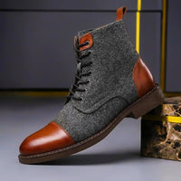 Alexander | Herren Winterstiefel Leder Wolle – Cognacbraun