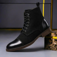 Alexander | Herren Winterstiefel Leder Wolle – Obsidianschwarz