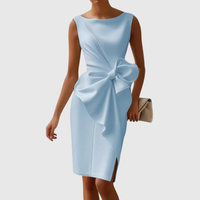 Almudena | Damen Ärmelloses Midikleid mit Schleife – Blau