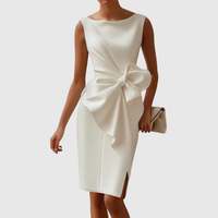 Almudena | Damen Ärmelloses Midikleid mit Schleife – Weiß