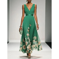 Alva | Blumenmuster Maxikleid für Feste – Grün