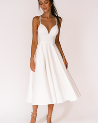 Amalia | A-Linien Midikleid für Feste – Weiß