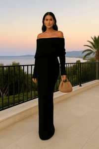 Amara | Damen Maxikleid Fließend Elegant Feminin – Schwarz
