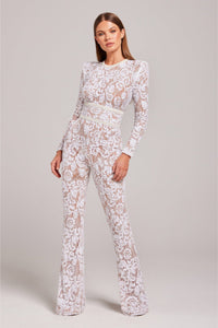 Theresia™ | Jumpsuit aus Spitze mit Korsett – Weiß