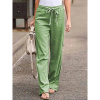 Amelie | Damen Weite Palazzo Hose mit Bindegürtel – Grün