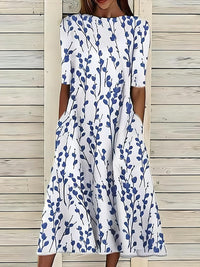 Xylara - Florales Midikleid mit Soft-Touch – Blau