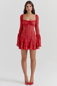 Faye | Damen Vintage Korsettkleid | Mini – Rot