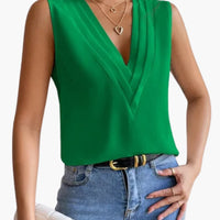 Annemarie | Damen Ärmellose V-Ausschnitt Bluse – Grün