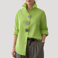 Annika | Damen Button-Down Langarm Hemdbluse – Grün