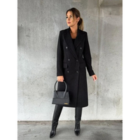 Annika | Langer Trenchcoat Wintermantel – Schwarz