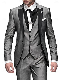 Dreiteiliges Leinen-Set für Herren: Business-Blazer, Weste und Hose – Grau