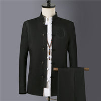 Anton | Herren Mandarin Jacke mit Stehkragen – Schwarz