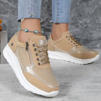 Felicia | Damen Plattform Sneaker Schnürung Modern Trend Komfort Urban – Aprikose