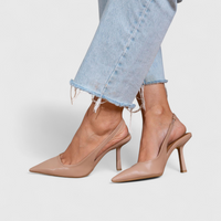 Bella - Damen Elegante Absatzschuhe mit Komfortfutter – Beiges Leder