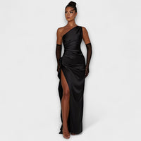 Maxikleid mit einem Schulterdesign – Schwarz