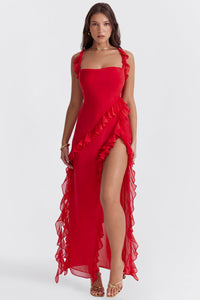 Laurine | Elegantes Maxikleid – Rot