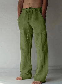 Arthur | Herren Weite Leinen Baggyhose – Grün