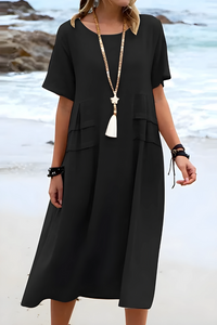 Sienna | Stilvolles Kleid mit Bauchbedeckung – Schwarz