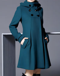 Elegante Mantel Parka mit Kapuze – Grün