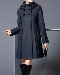 Elegante Mantel Parka mit Kapuze – Schwarz