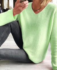 Astrid | Damen V-Ausschnitt Pullover Langarm – Grün
