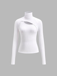 Valentina | Rollkragen Cut-Out Top – Weiß