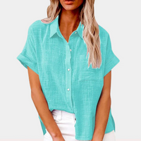 Atmungsaktive Damenbluse | Kurzarm – Hellblau