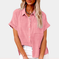 Atmungsaktive Damenbluse | Kurzarm – Rosa