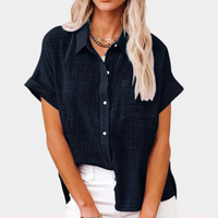 Atmungsaktive Damenbluse | Kurzarm – Schwarz