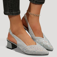 Aura | Elegante Slingback Heels mit Blockabsatz – Silber-Grau