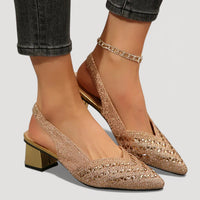 Aura | Elegante Slingback Heels mit Blockabsatz – Gold