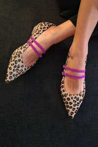 Aurela | Damen Leopardenmuster Riemchen Ballerinas – Braun