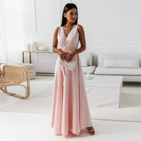 Aurelie | Fließendes Wickel Maxikleid – Hellrosa