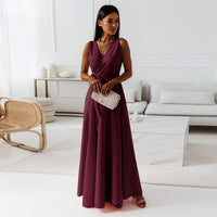 Aurelie | Fließendes Wickel Maxikleid – Burgunder