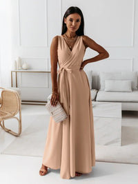 Aurelie | Fließendes Wickel Maxikleid – Khaki
