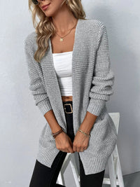Damen-Strickjacke in Verlängerter Ausführung | winterliche Struktur – Grau