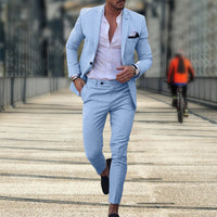 ROLF - SET BLAZER UND SCHMALE HOSE – Hellblau