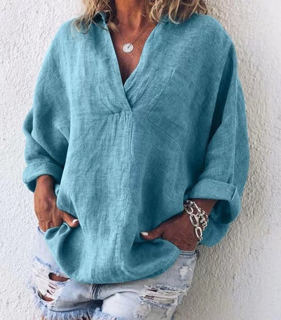 Loretta - Stylische V-Ausschnitt Loose Bluse