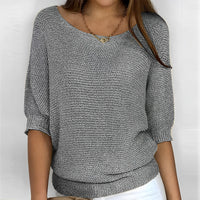 Leonie - Moderner Pullover mit Rundhalsausschnitt – Grau