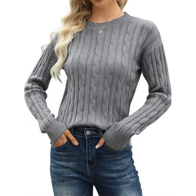 Seykahlah | Solider Strickpullover mit Rundhalsausschnitt, vielseitiger Pullover mit langen Ärmeln und hohlem Ausschnitt