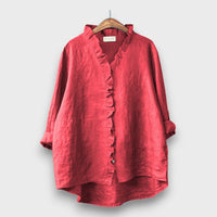 Jagina – Lockere Bluse mit Volantkante – Rot