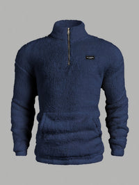 Kamil – Fleece Pullover Mit Halbem Reißverschluss – Blau