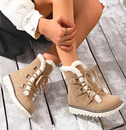 Olisaveia | Schneestiefel mit Schnürung, dickes Futter und Fleece-Innenfutter