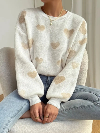 Cliamara | Charmanter Pullover mit Herzmuster und Schultern