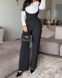 Zweiteiliges Set aus Jumpsuit mit Hosenträgern - Durane – Schwarz