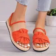 Ada | Damen Solide Farbe Sanfte Sandas – Mandarine-Rot
