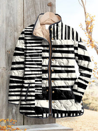 Damen Abstract Steppjacke in Schwarz und Weiß – Mehrfarbig