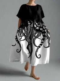 Alvenhild | Künstlerisches Sommerkleid mit Bequemer Bewegungsfreiheit und Einzigartigem Stil – Schwarz