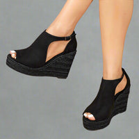 Marla | Comfort-Enhanced Stretch Sandals with Supportive Heel – All Black
